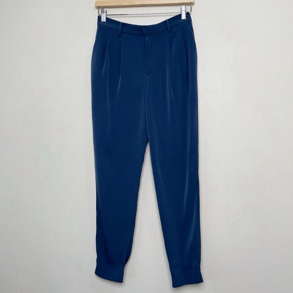 Uniqlo Womens Small Tapered Pleated Navy Trouser - Picture 2 of 11